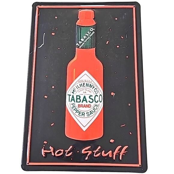 Metal Tabasco Sign Black Red Green Bar Restraunt Kitchen 12" Tall x 8" Wide - Picture 1 of 6
